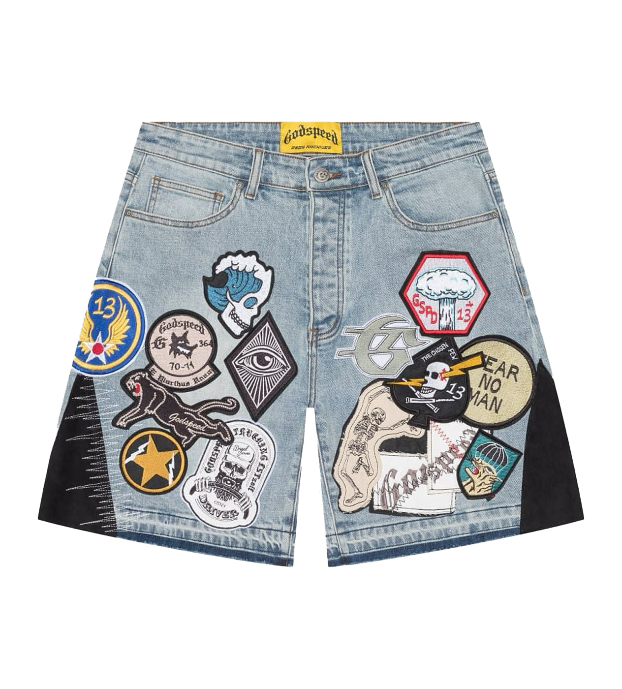 Godspeed “2025 Archives” Patch Denim Shorts