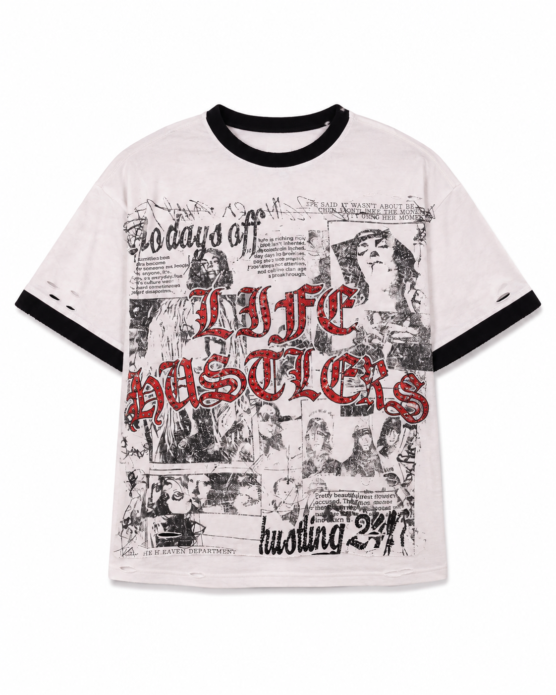Life Hustlers 'NO DAYS OFF' White Tee