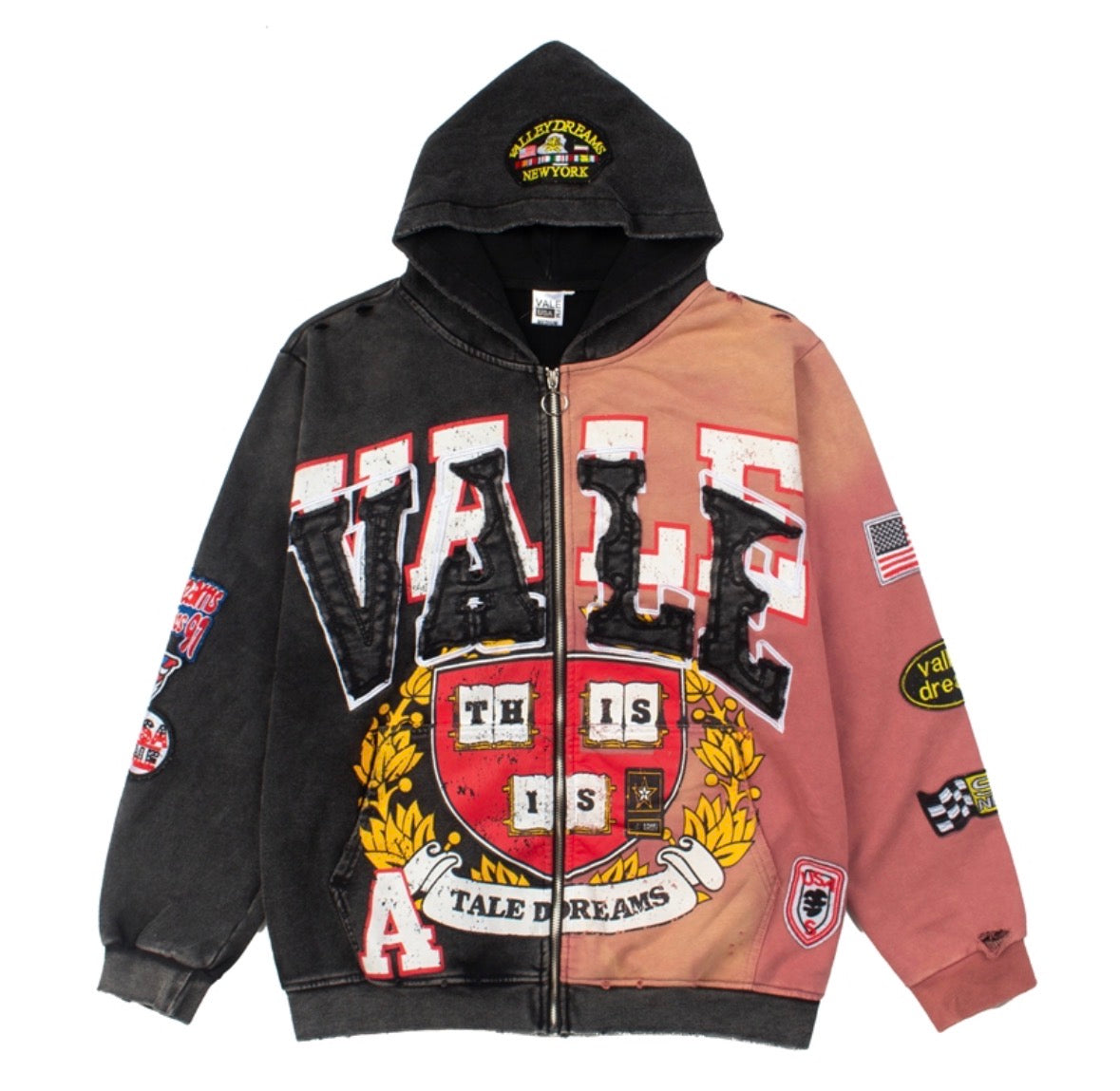Vale Forever Two Face Zip Up Hoodie Black