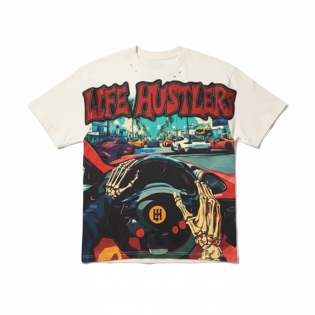 LIFE HUSTLERS SKULL DRIVER T.SHIRT